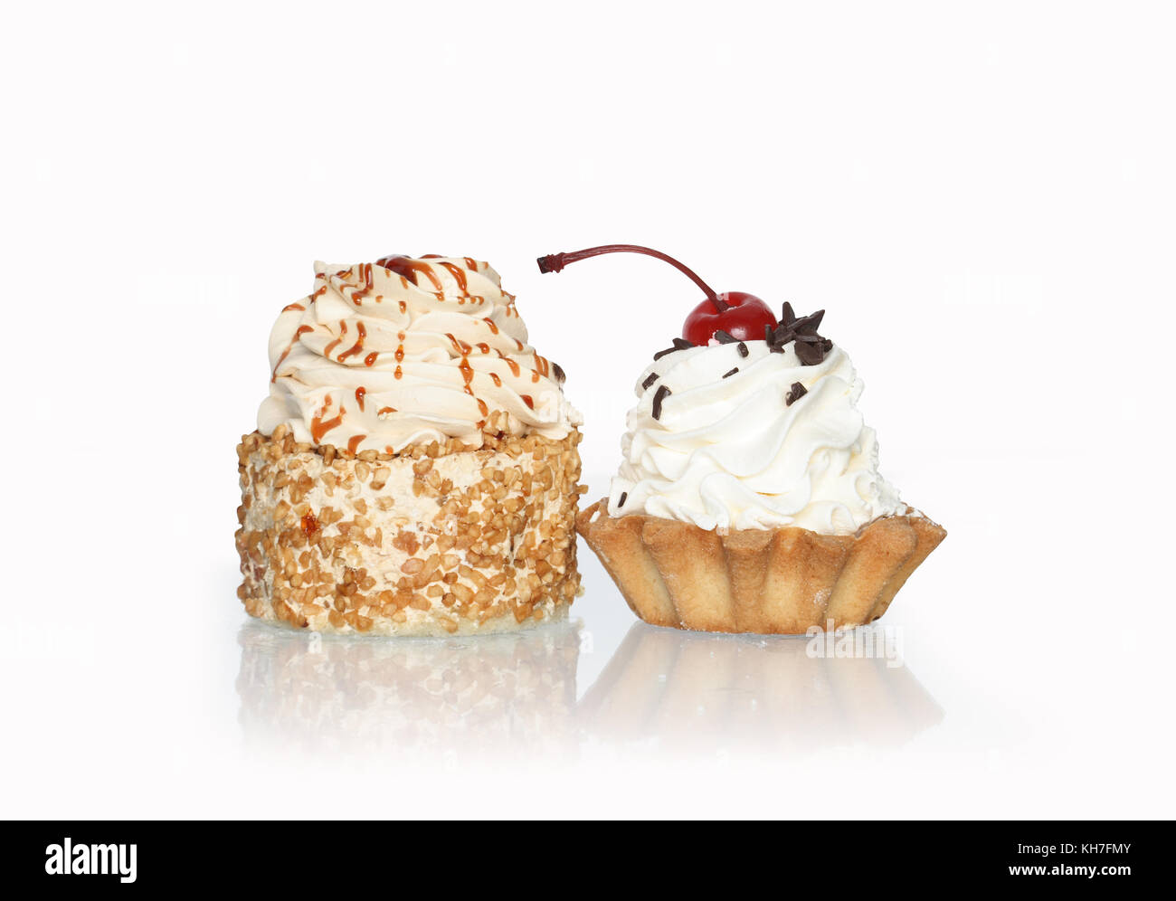 Two cakes isolated on white background with clipping path Stock Photo ...