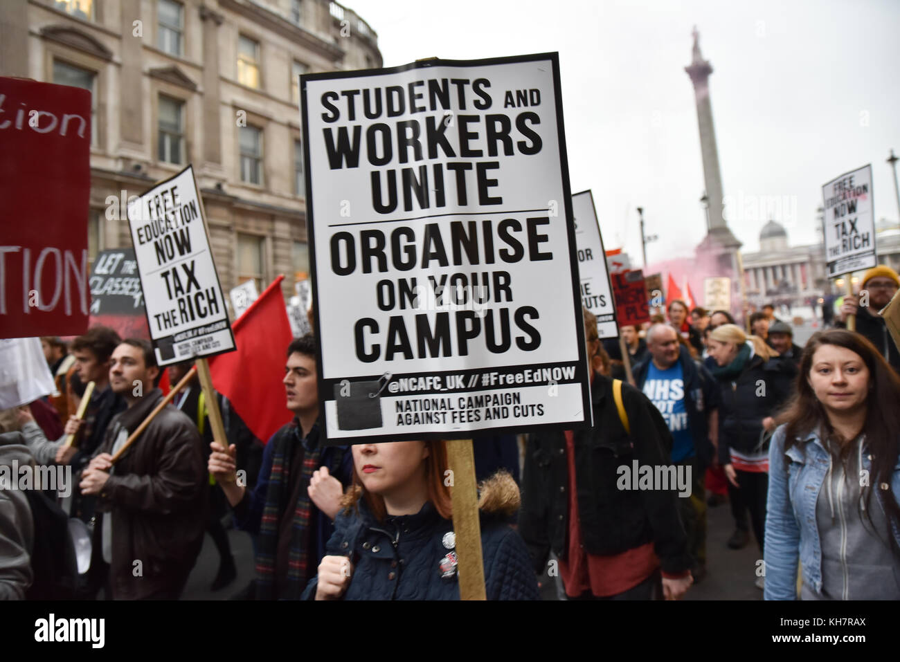 London, UK. 15th November 2017. Students stage a protest march through ...
