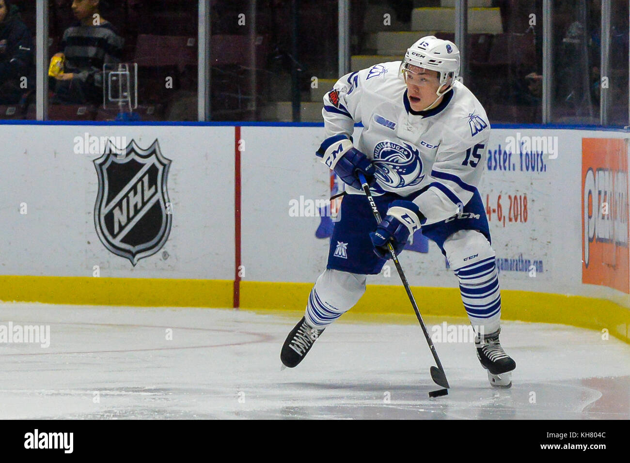 Mississauga, Canada. 15th Nov, 2017. Players on the ice during the OHL 201718 Regular Season