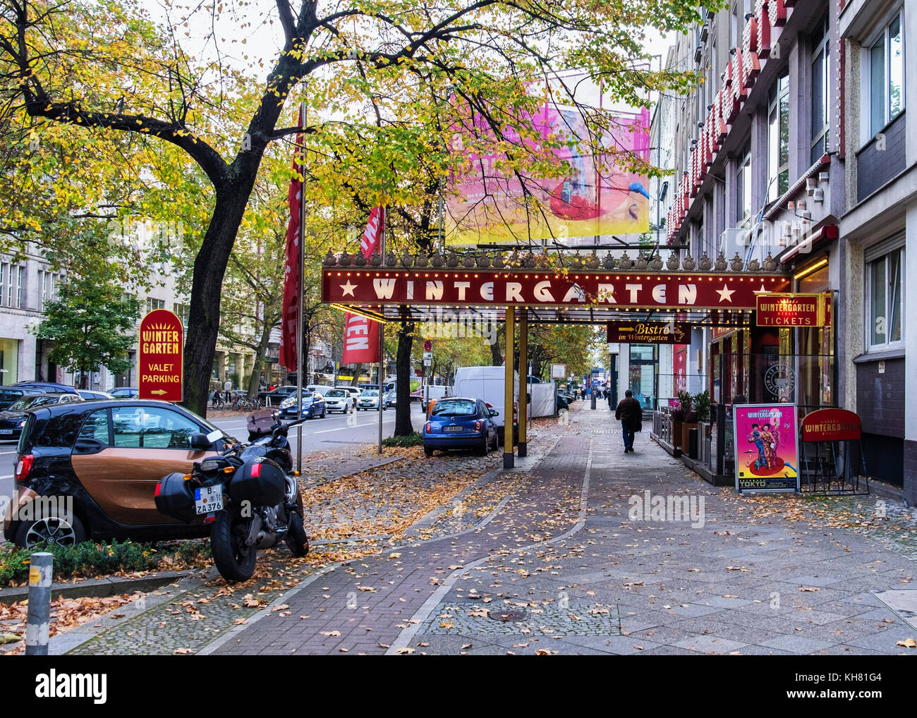 Berlin-Mitte Tiergarten.Berlin Wintergarten variety theatre building exterior In Potsdamer Street In Autumn Stock Photo