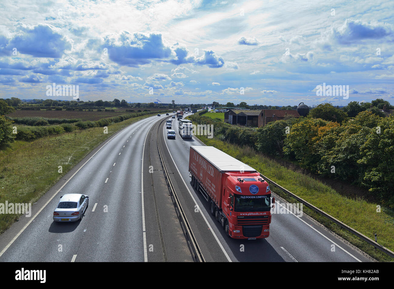 Traffic on the A1 near Cromwell, Newark-on-Trent Stock Photo