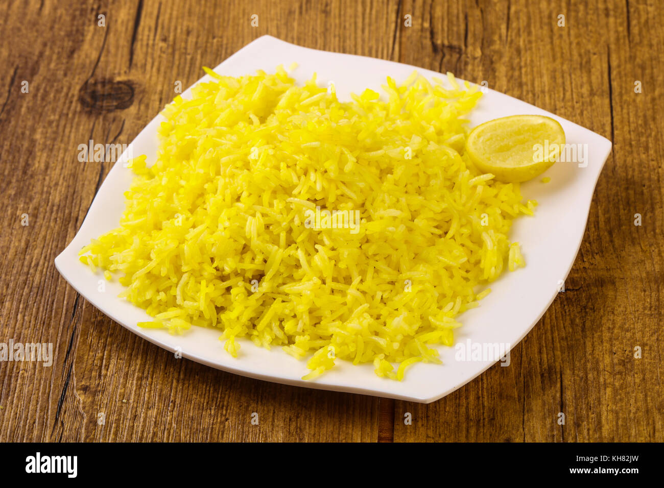 Yellow Rice India Indian traditional cuisine - Yellow Rice with Lime Stock Photo - Alamy