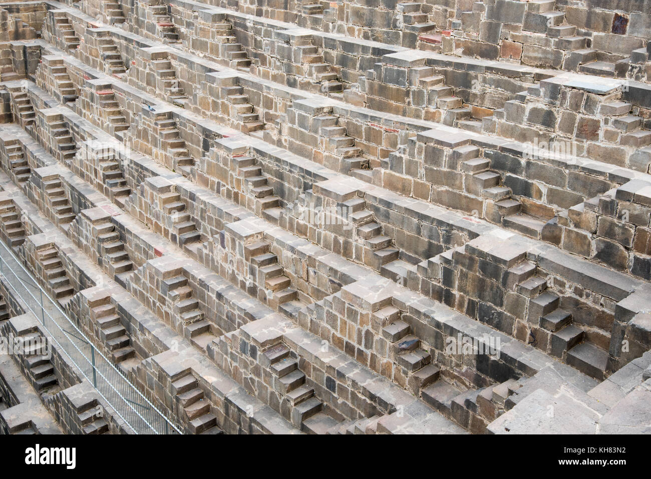 Details of the ancient stepwell of chand baori, at the village of  Abhaneri, near Jaipur, Rajasthan  in India Stock Photo