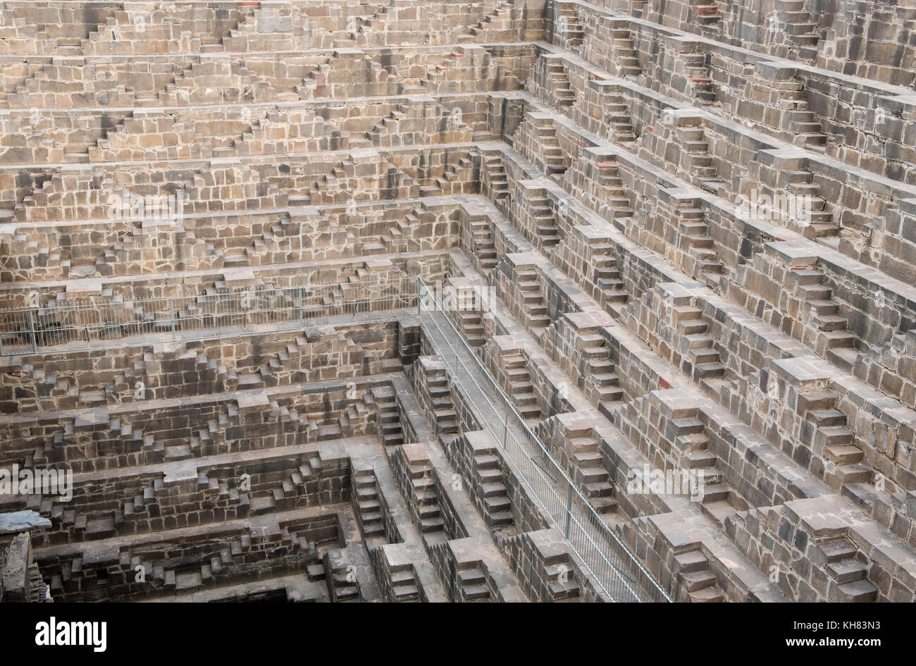 Details of the ancient stepwell of chand baori, at the village of  Abhaneri, near Jaipur, Rajasthan  in India Stock Photo