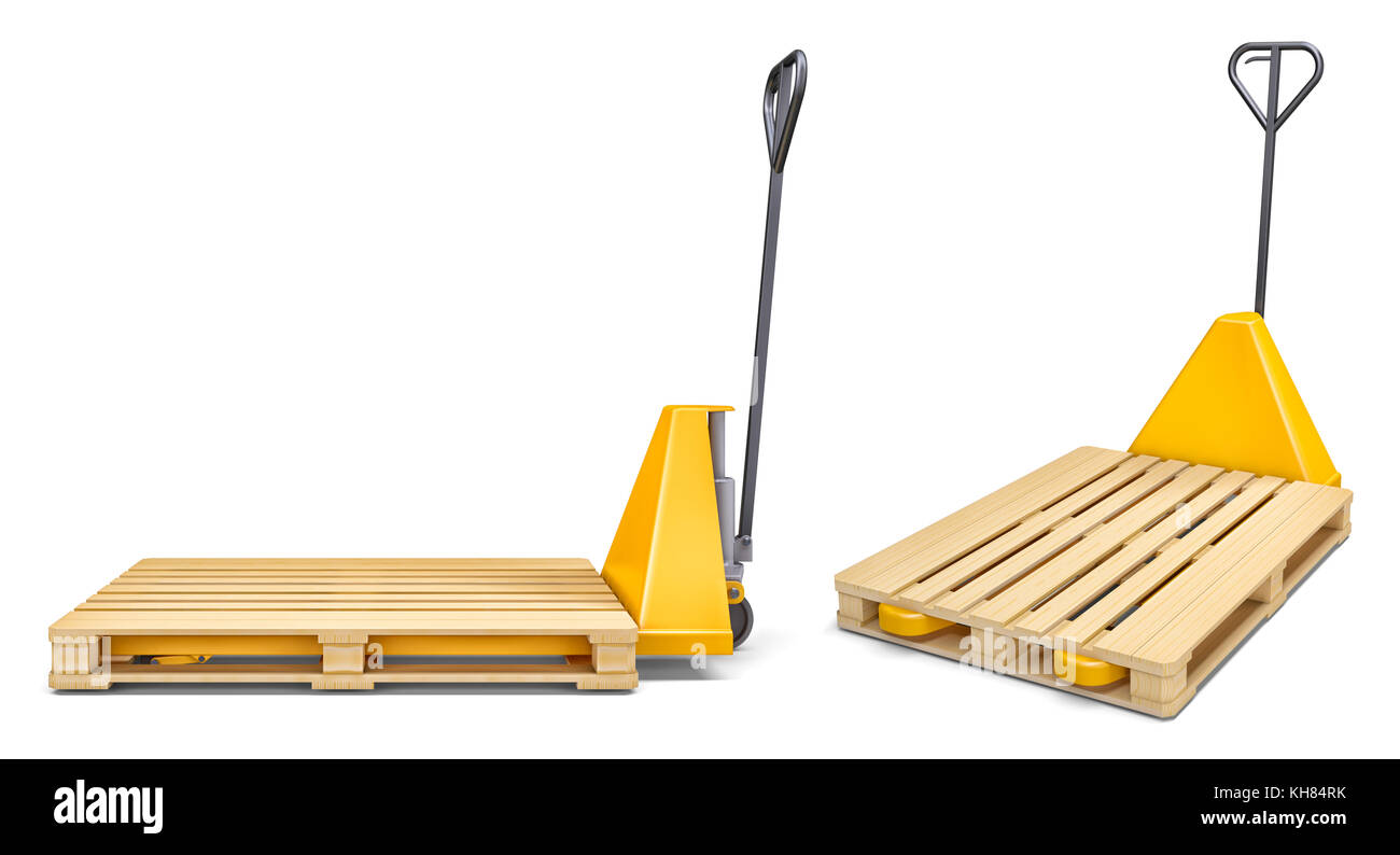 Set of Pallet Jacks on White Background Stock Photo