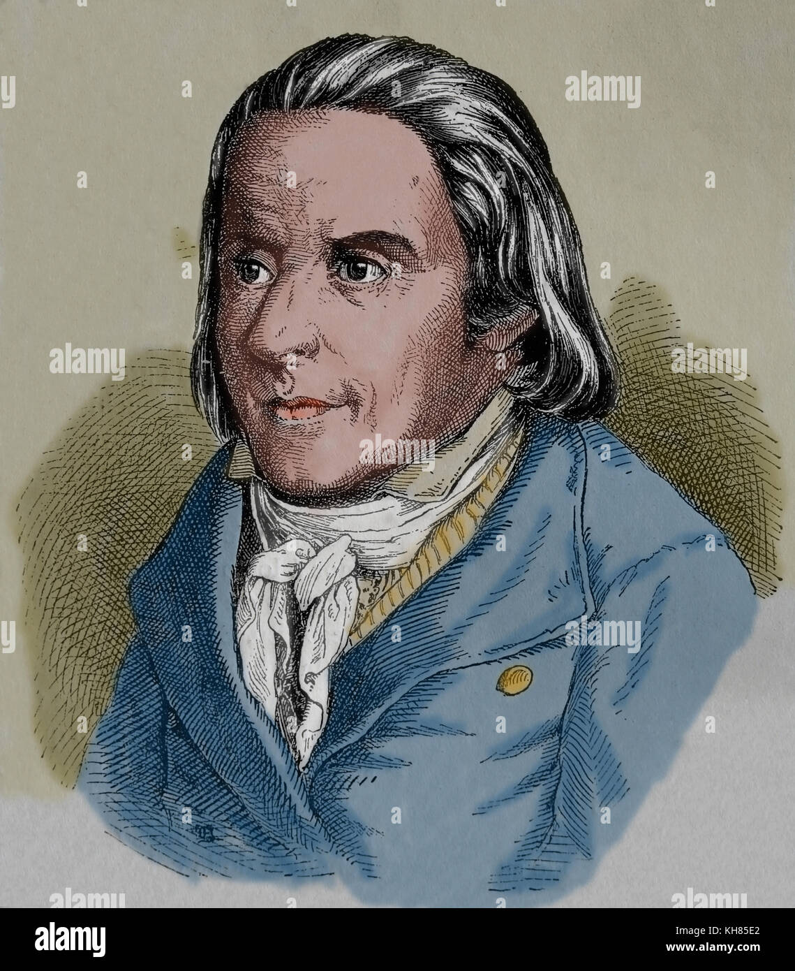 Johann Heinrich Pestalozzi (1746-1827). Swiss pedagogue and education reformer. German Romanticism school. Engraving. Stock Photo