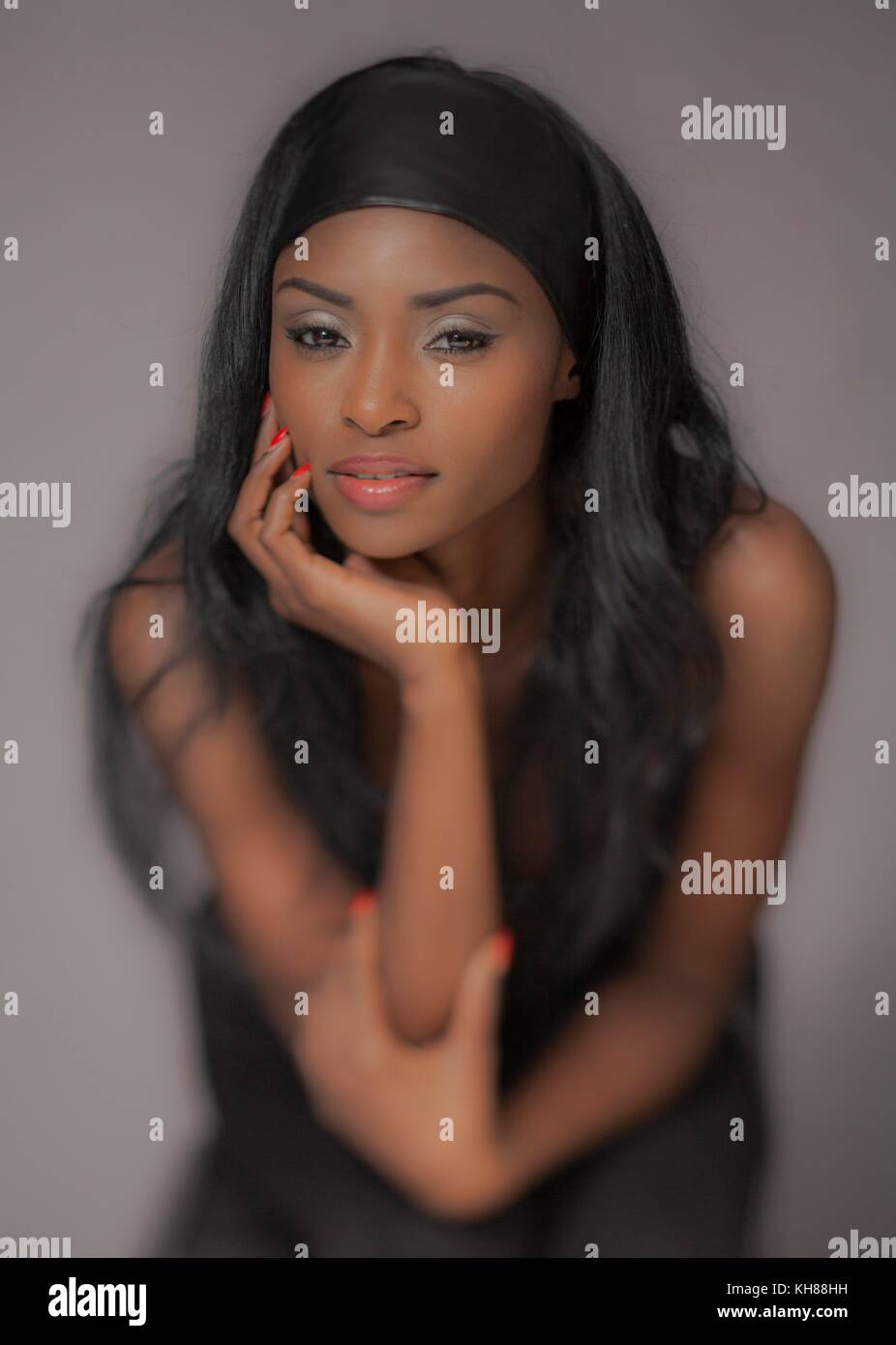 Close up of a young attractive African women Stock Photo - Alamy