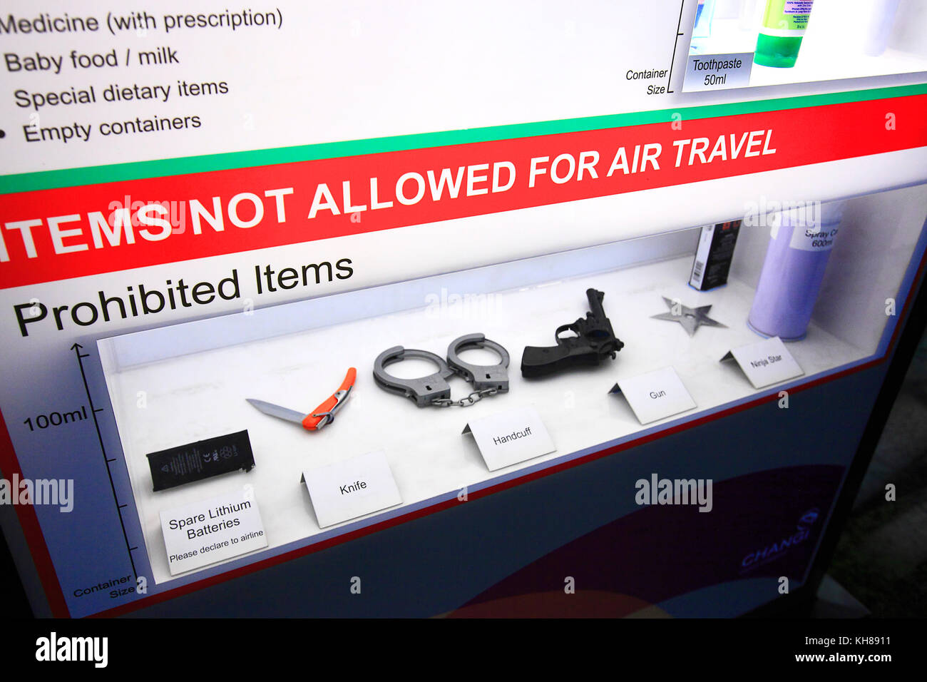 Changi Airport. Singapore. Forbidden items Stock Photo Alamy