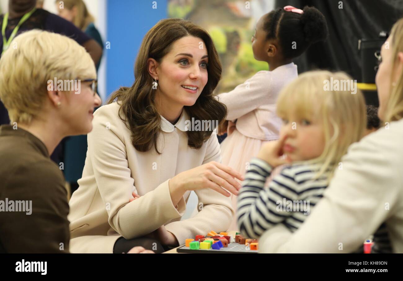 The Duchess of Cambridge during her visit to the Family Action at Hornsey Road Children's Centre, London. Stock Photo