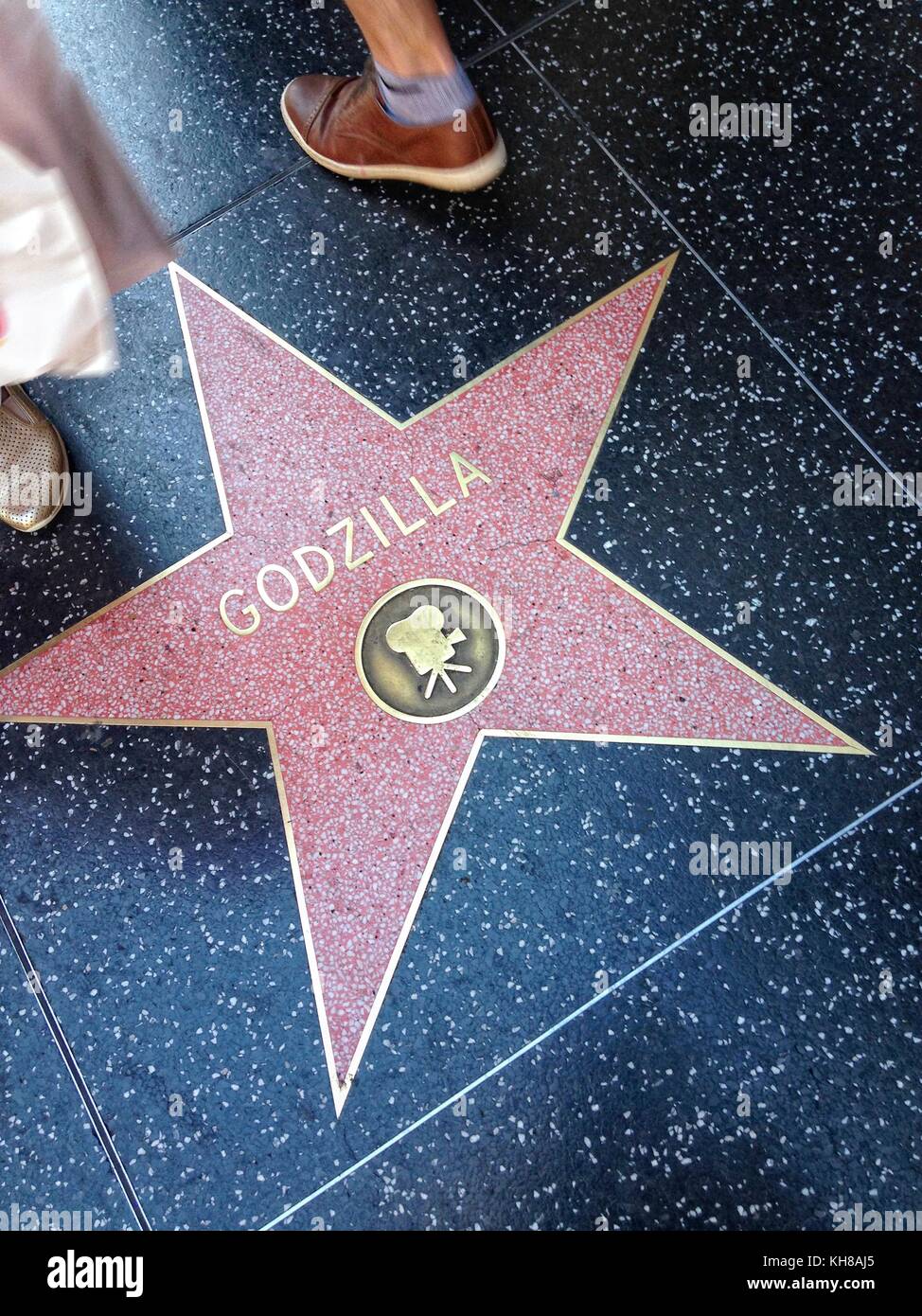 Hollywood, California - July 26 2017: Godzilla Hollywood walk of fame star on July 26, 2017 in Hollywood, CA. Giant monster originating from a series  Stock Photo