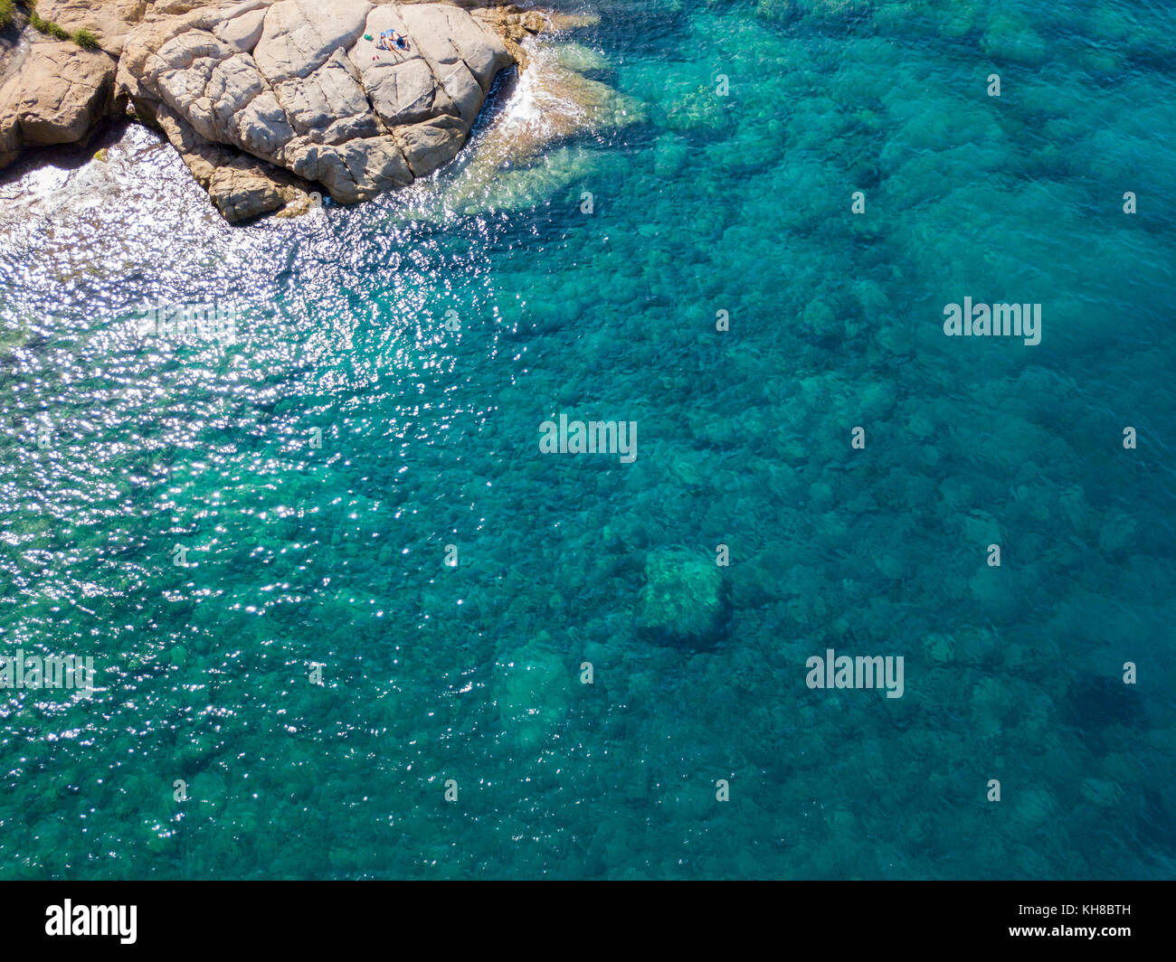 Aerial view of rocks on the sea. Overview of the seabed seen from above, transparent water Stock ...