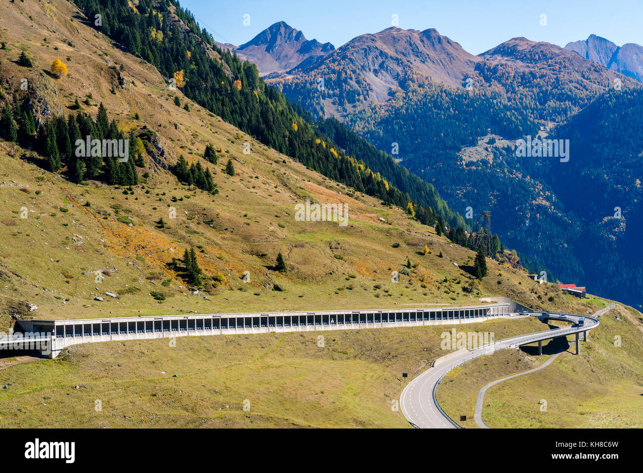 Gotthard Pass, Passo del San Gottardo, South ramp, Canton of Ticino, Switzerland Stock Photo
