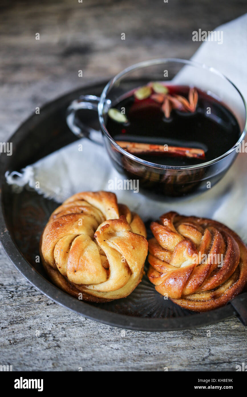 Kardemummabullar. Swedish cardamom buns Stock Photo