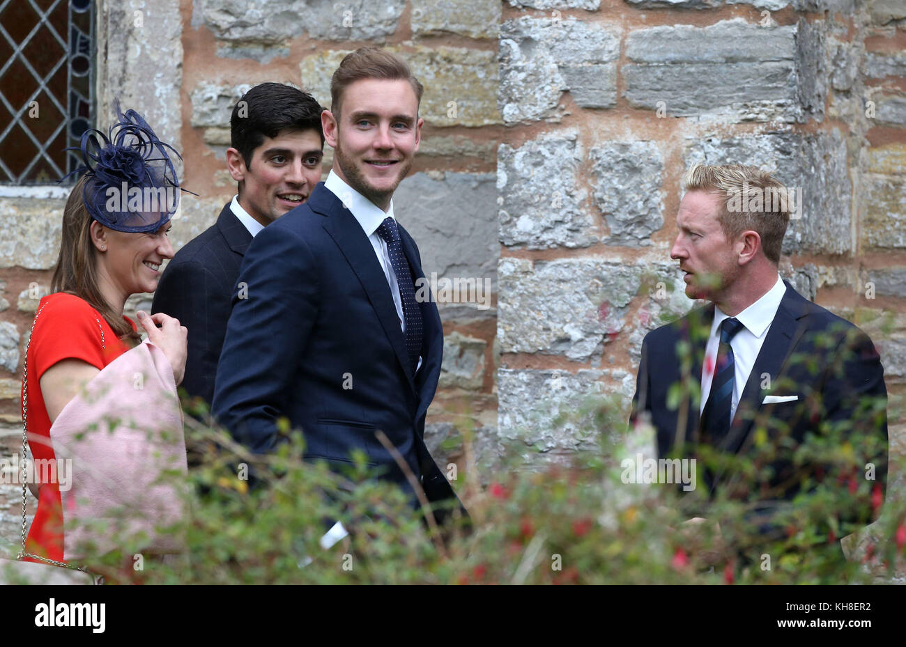 The wedding of Ben Stokes and Clare Ratcliffe at St Mary of the Virgin,  East Brent Featuring: Alastair Cook, Alice Hunt, Stuart Broad, Paul  Collingwood Where: East Brent, United Kingdom When: 14