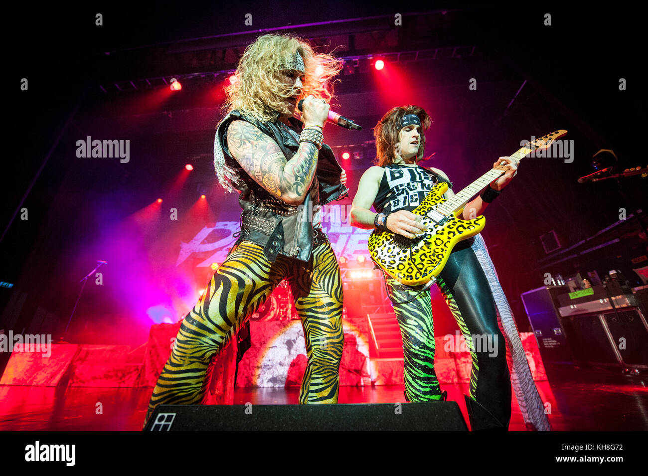 The American glam metal band Steel Panther performs a live concert at