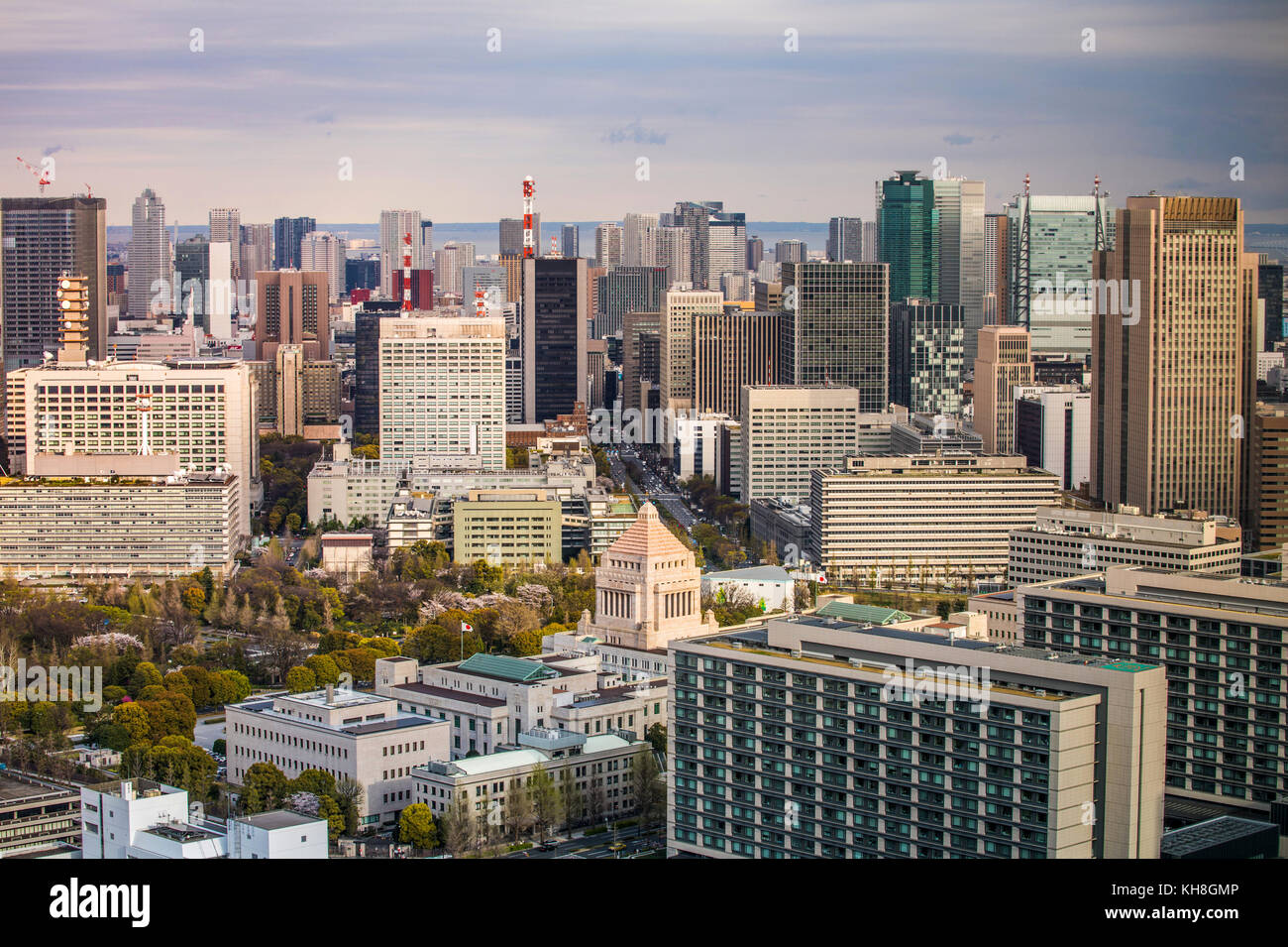 Japan, Tokyo City, Diet Bldg., Toranomon area skyline *** Local Caption *** architecture, Diet Bldg., evening, japan, metropoli, no people, Shimbashi, Stock Photo