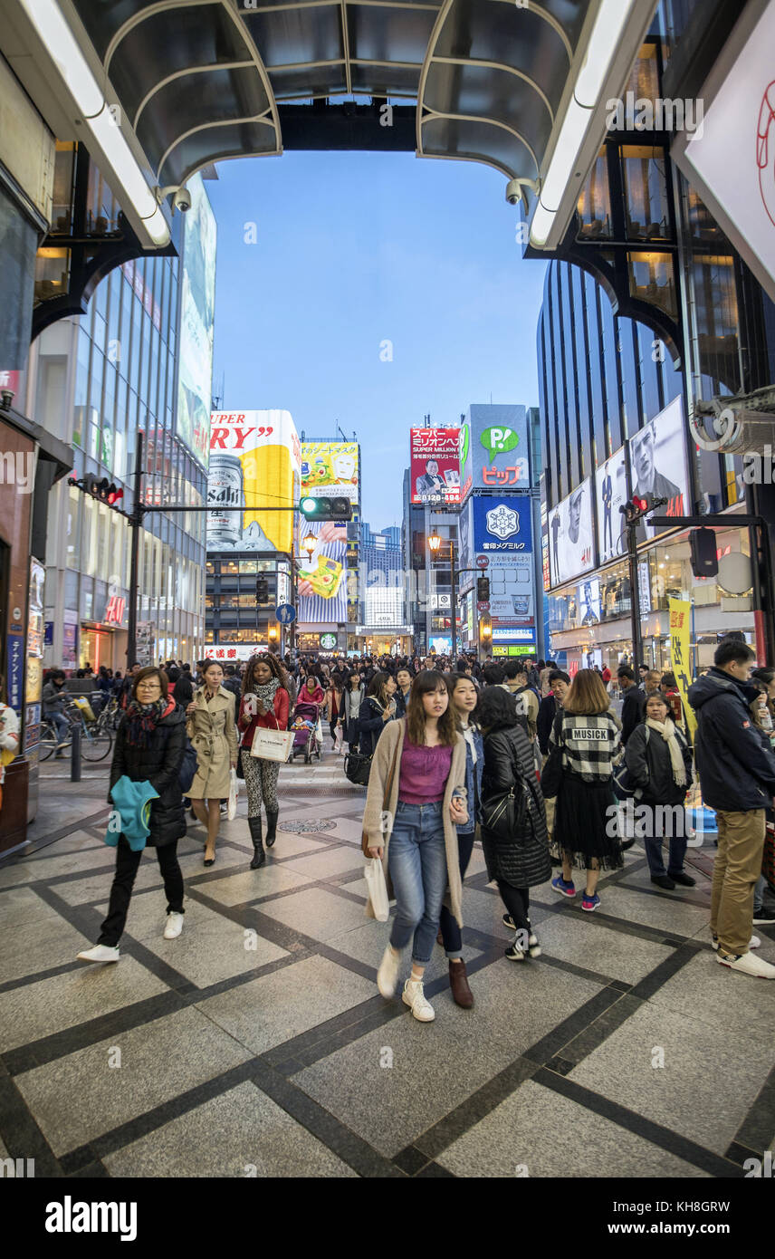 Japan,Kansai, Osaka City, Shinsaibashi Shopping Street *** Local Caption *** architecture, colorful, comercials, Dotombori, famous, japan, Kansai, Nam Stock Photo