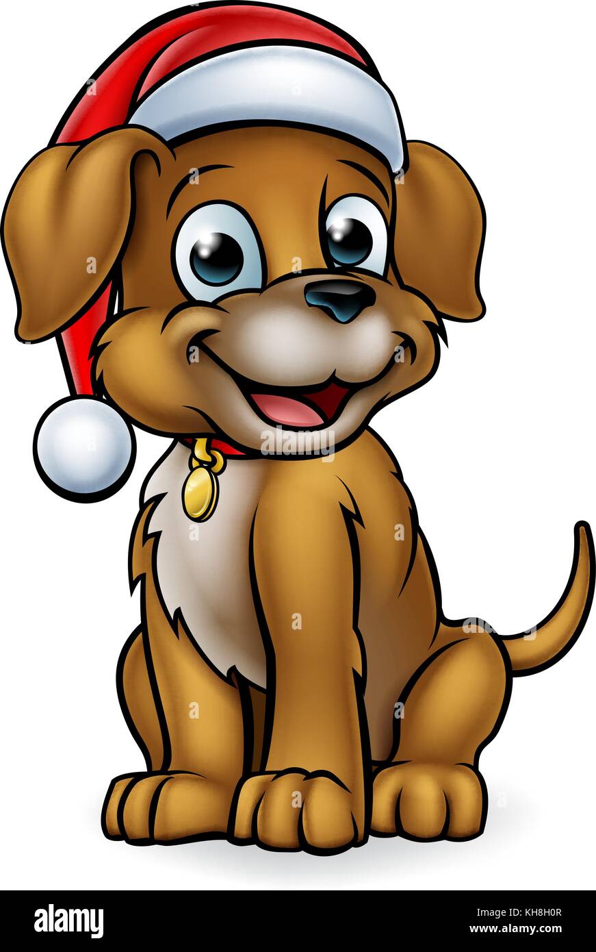Cartoon Christmas Pet Dog Stock Vector Image Art Alamy
