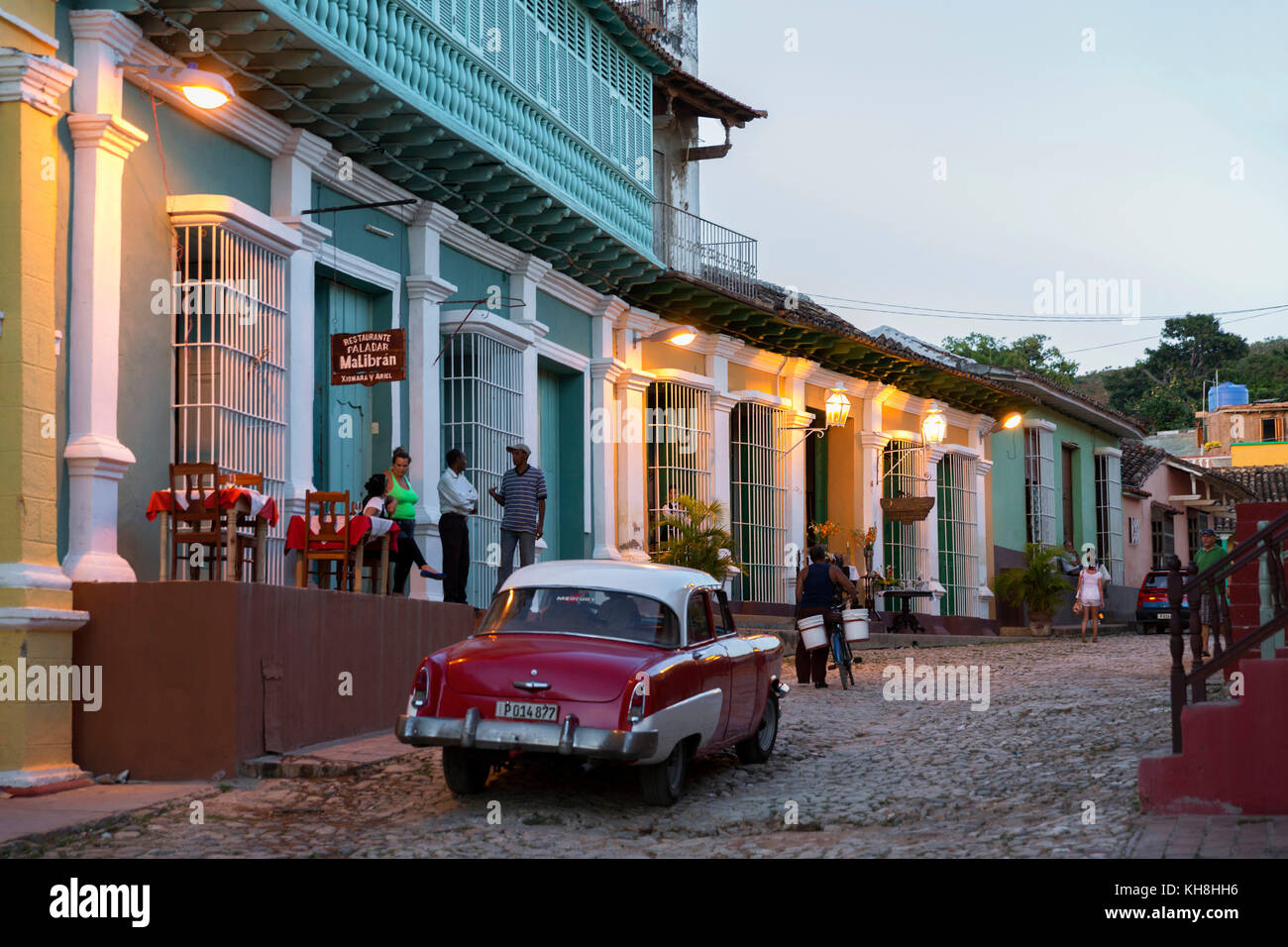 Koloniale Hausfassaden in der Altstadt von Trinidad, Provinz Sancti Spiritus, Kuba Engl.: Cuba, Sancti Spiritus province, Trinidad, historic center, c Stock Photo