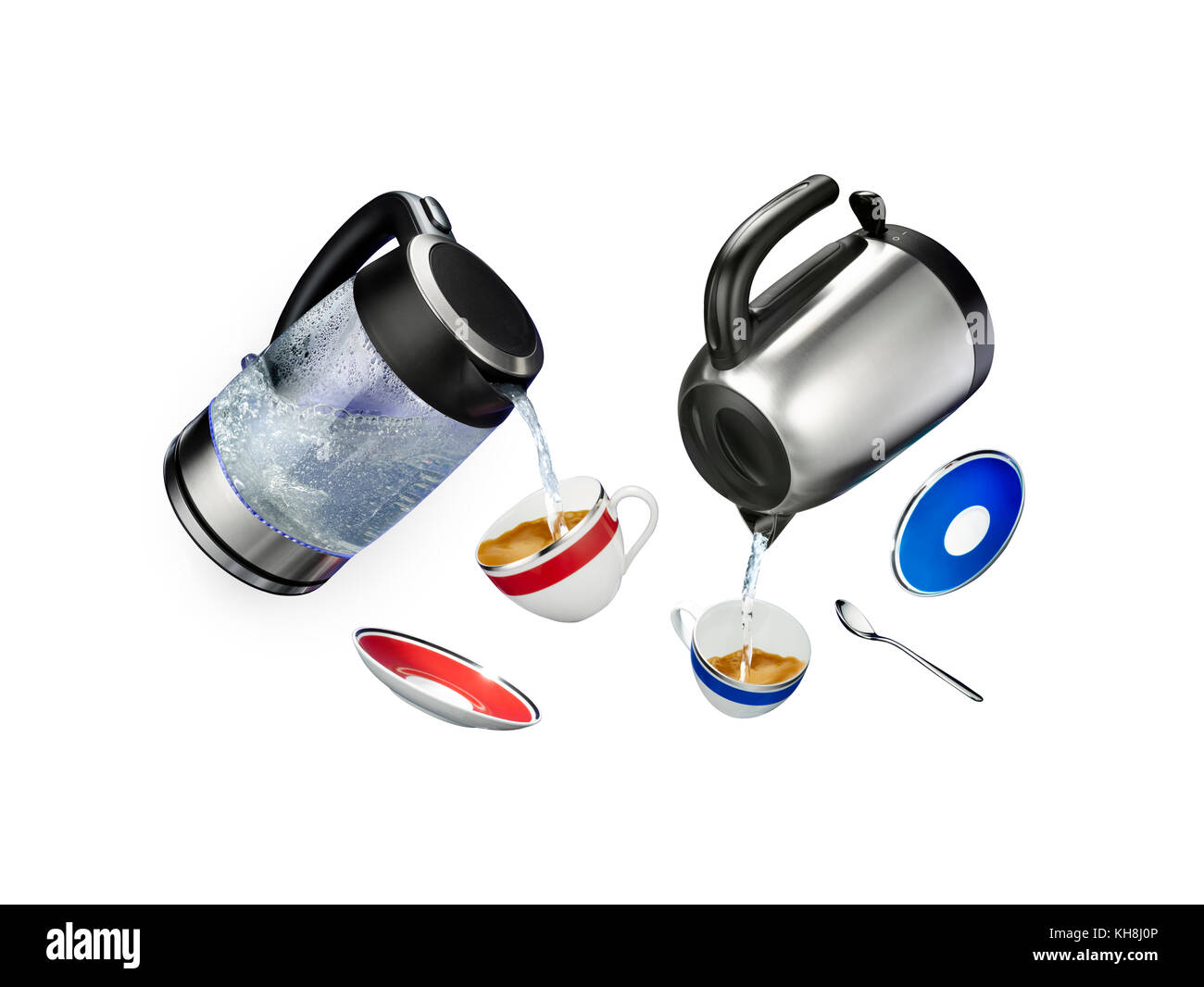 Tumbling items making a cup of tea Stock Photo