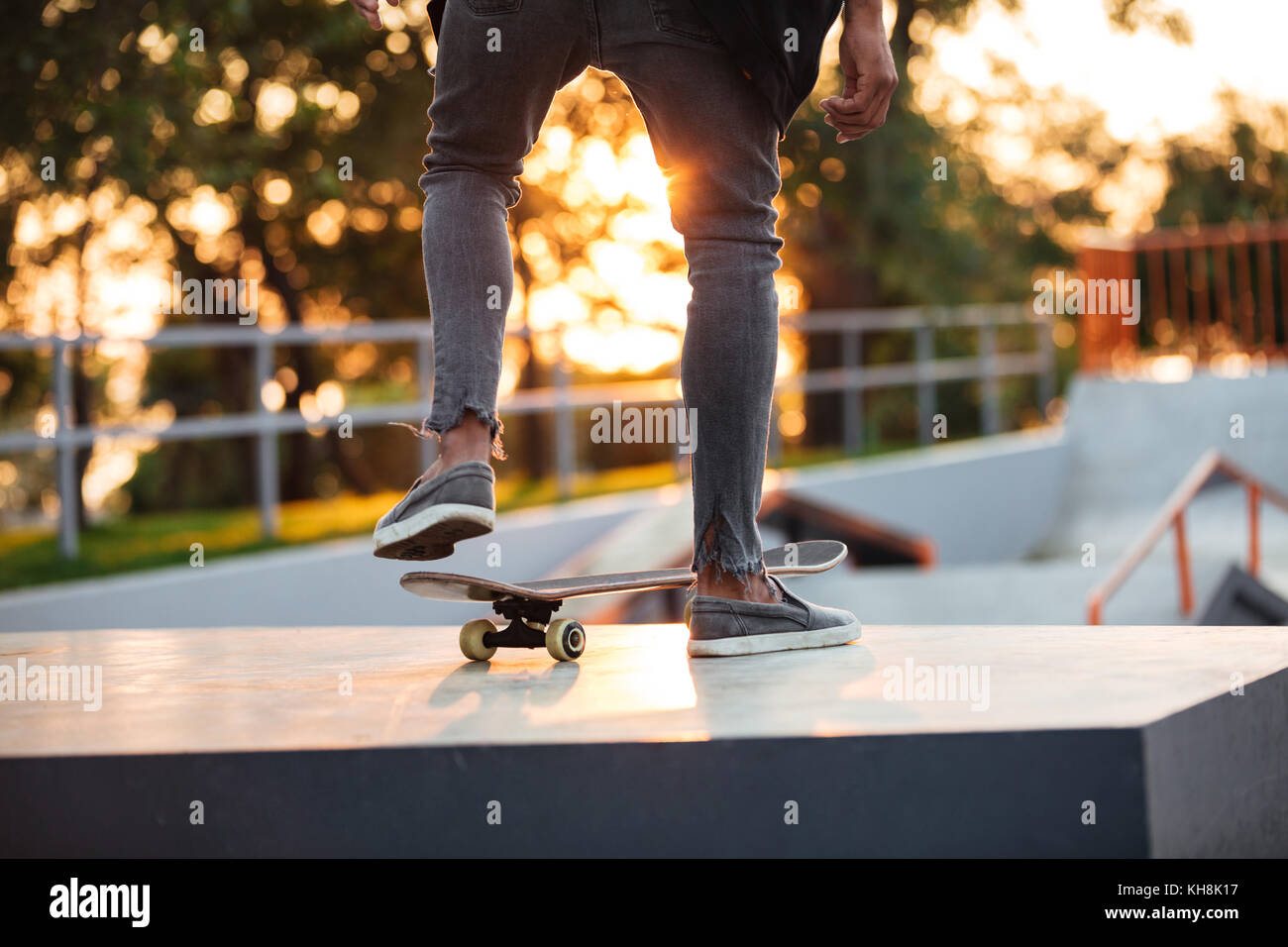 Close up of skateboarder in action on a ramp Stock Photo - Alamy