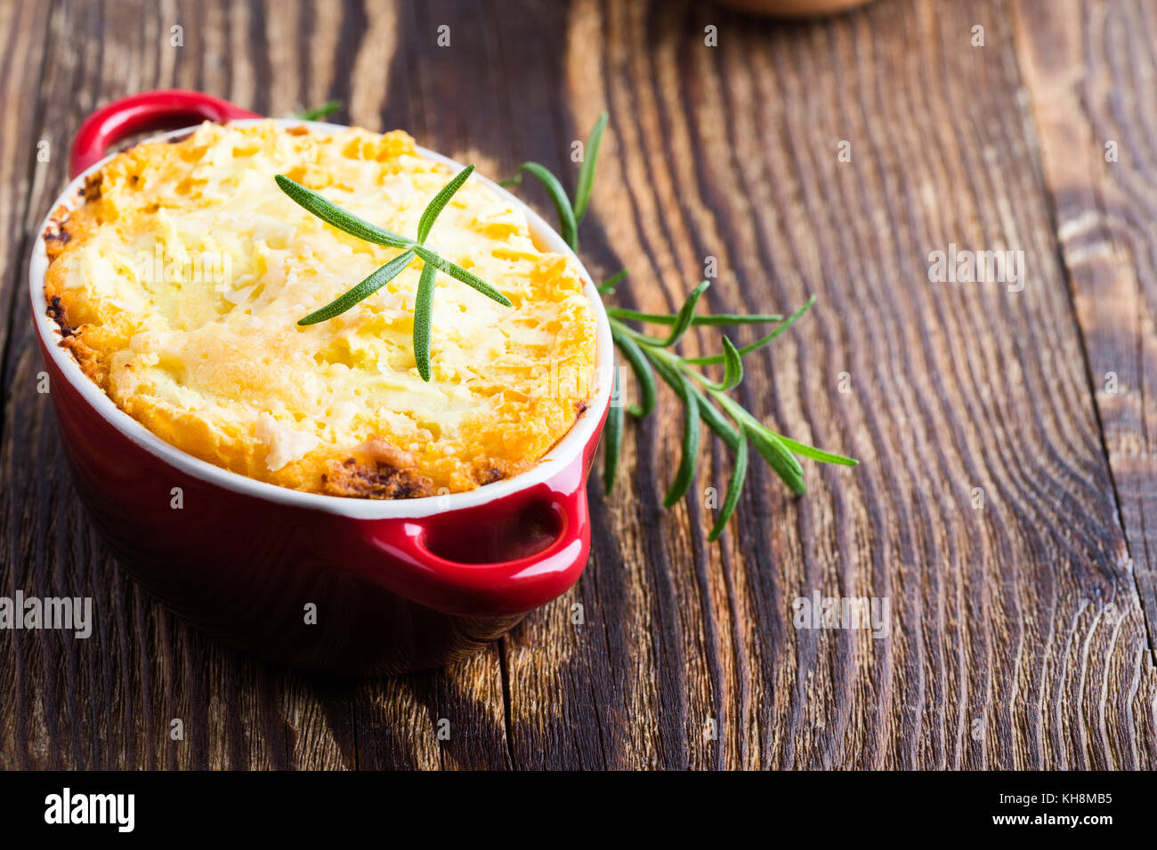 Shepherd's pie, traditional British dish with minced meat and mashed