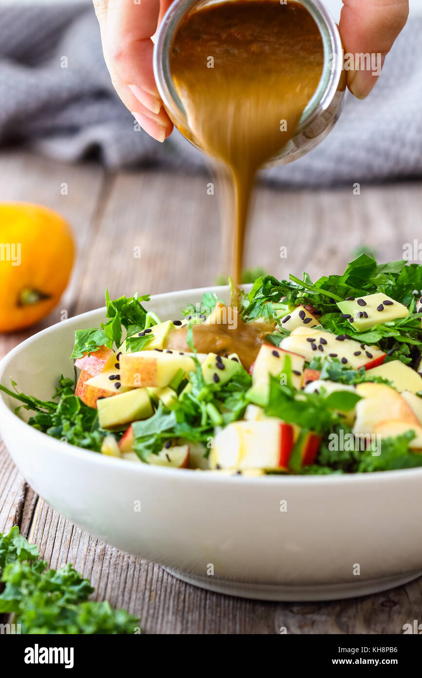 Healthy Raw Kale Salad Stock Photo Alamy