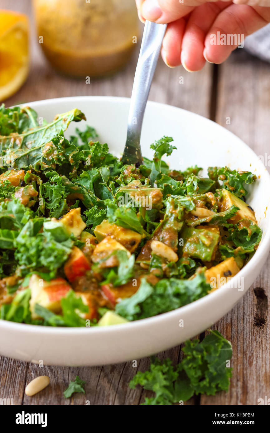 Healthy Raw Kale Salad Stock Photo Alamy