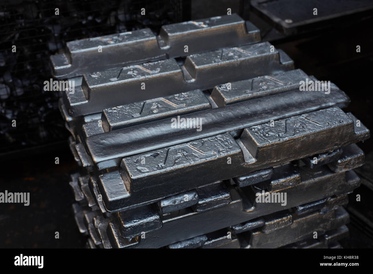 Steel workpiece in metal manufacturing factory Stock Photo