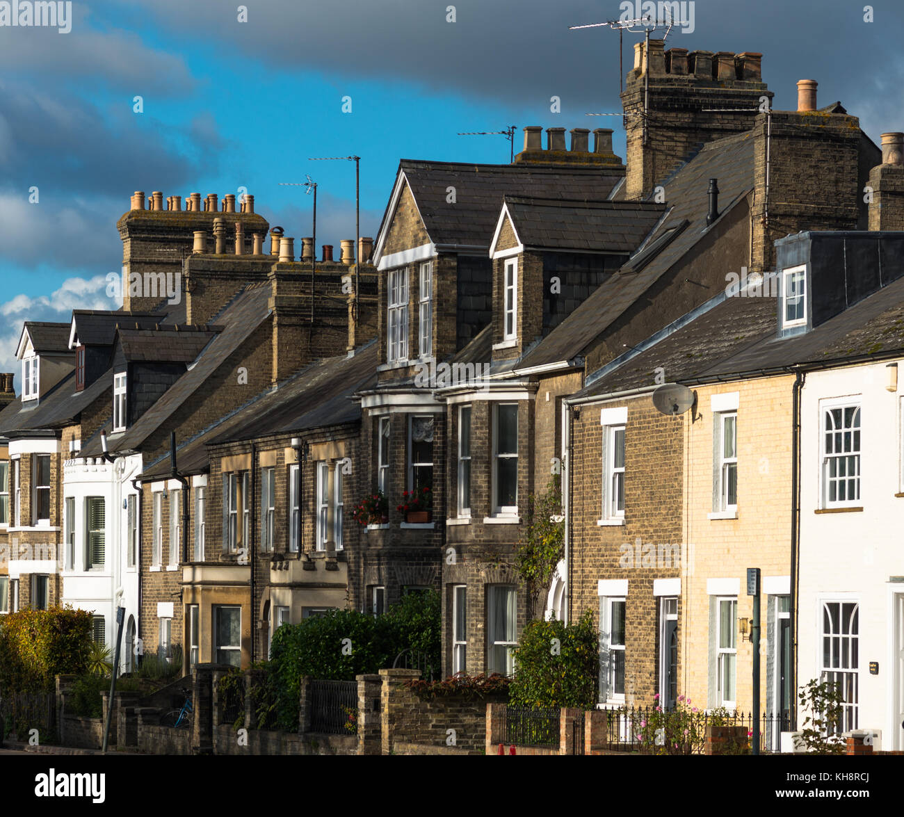 Victorian Terraced houses on Huntingdon Road, Cambridge, England, UK