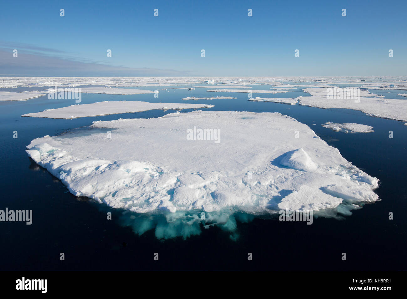 Drift ice / ice floes in the Arctic Ocean, Nordaustlandet / North East Land, Svalbard / Spitsbergen, Norway Stock Photo