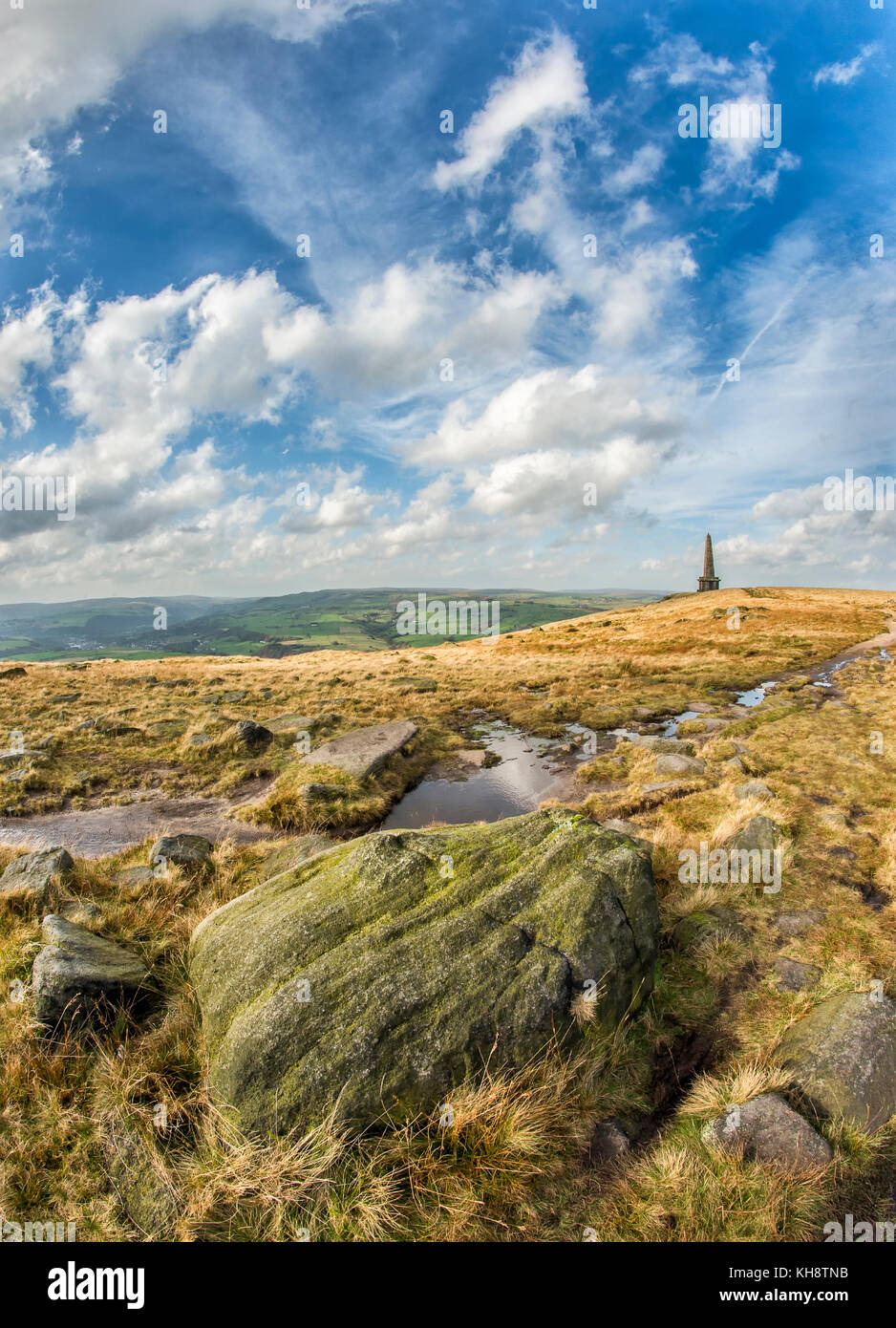 stoodley pike monument calderdale Stock Photo