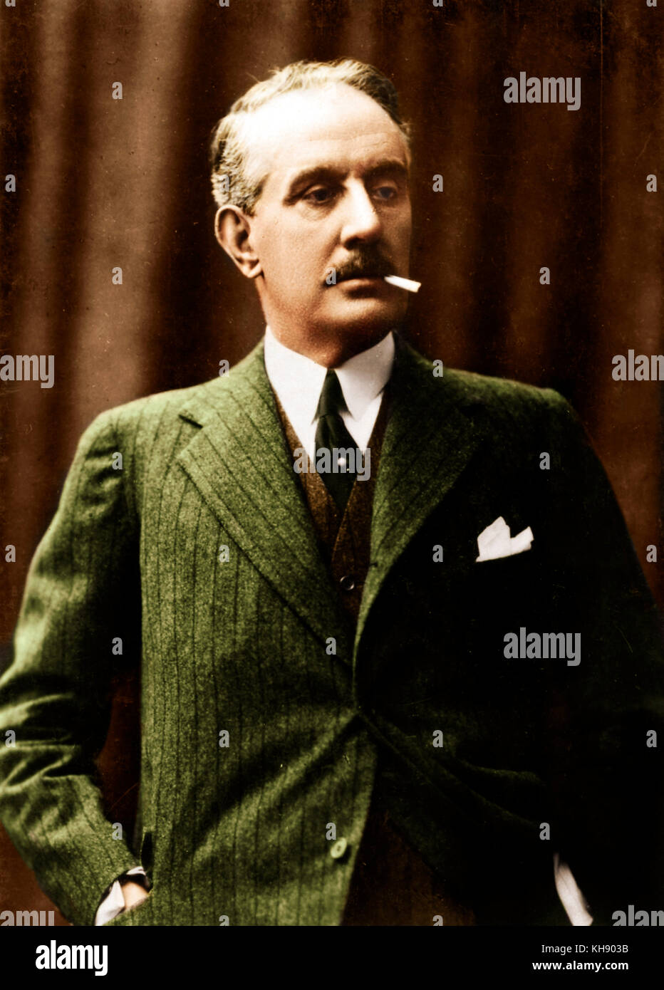 Giacomo Puccini, with cigarette Italian composer, 1858-1924. Stock Photo