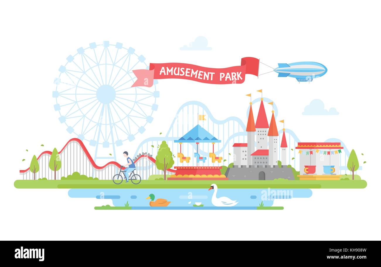Amusement park - modern flat design style vector illustration Stock ...