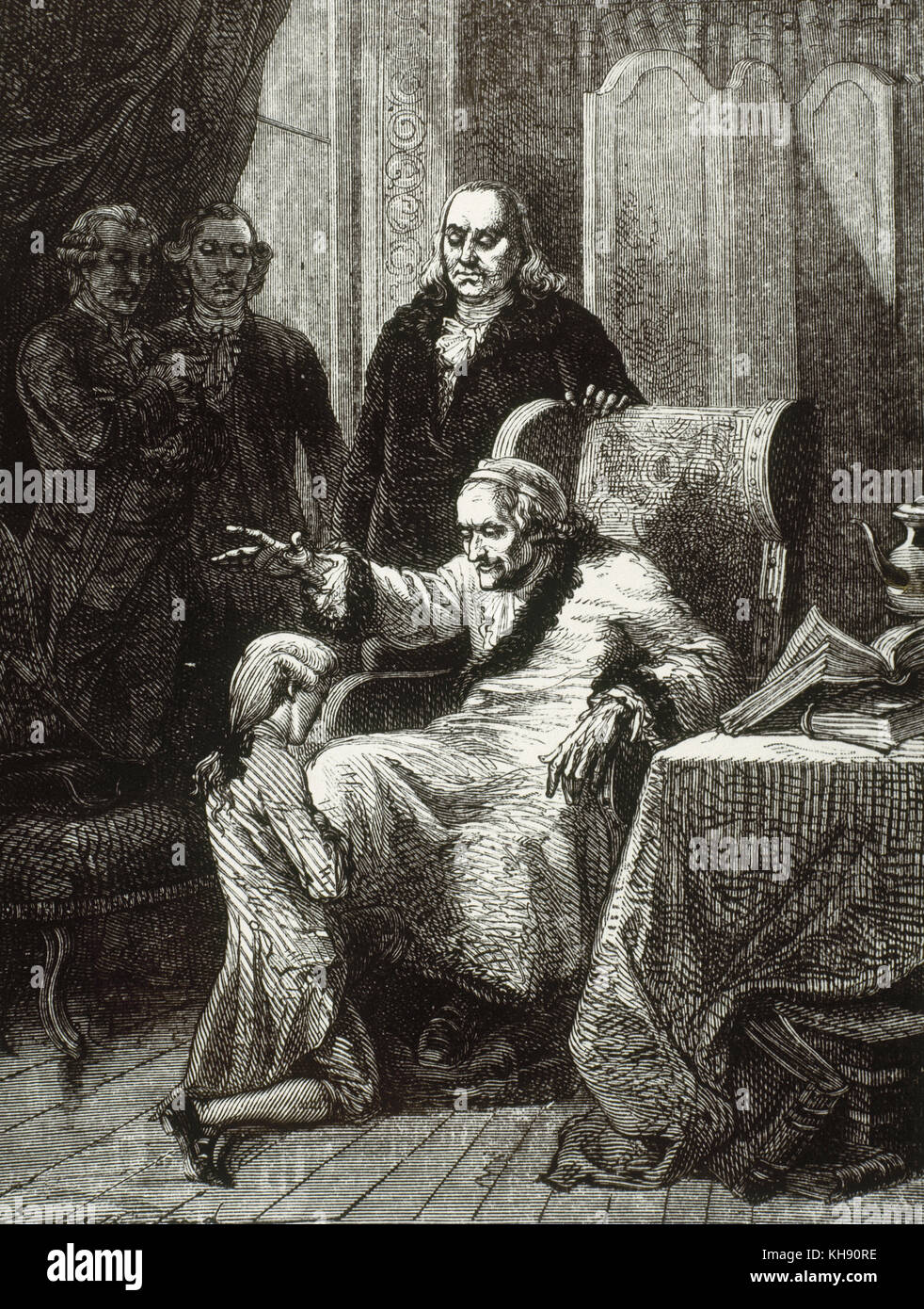 Voltaire (François-Marie Arouet) (1694-1778). French writer of The  Enlightenment. Voltaire blesses Franklin's grandson. Engraving Stock Photo  - Alamy