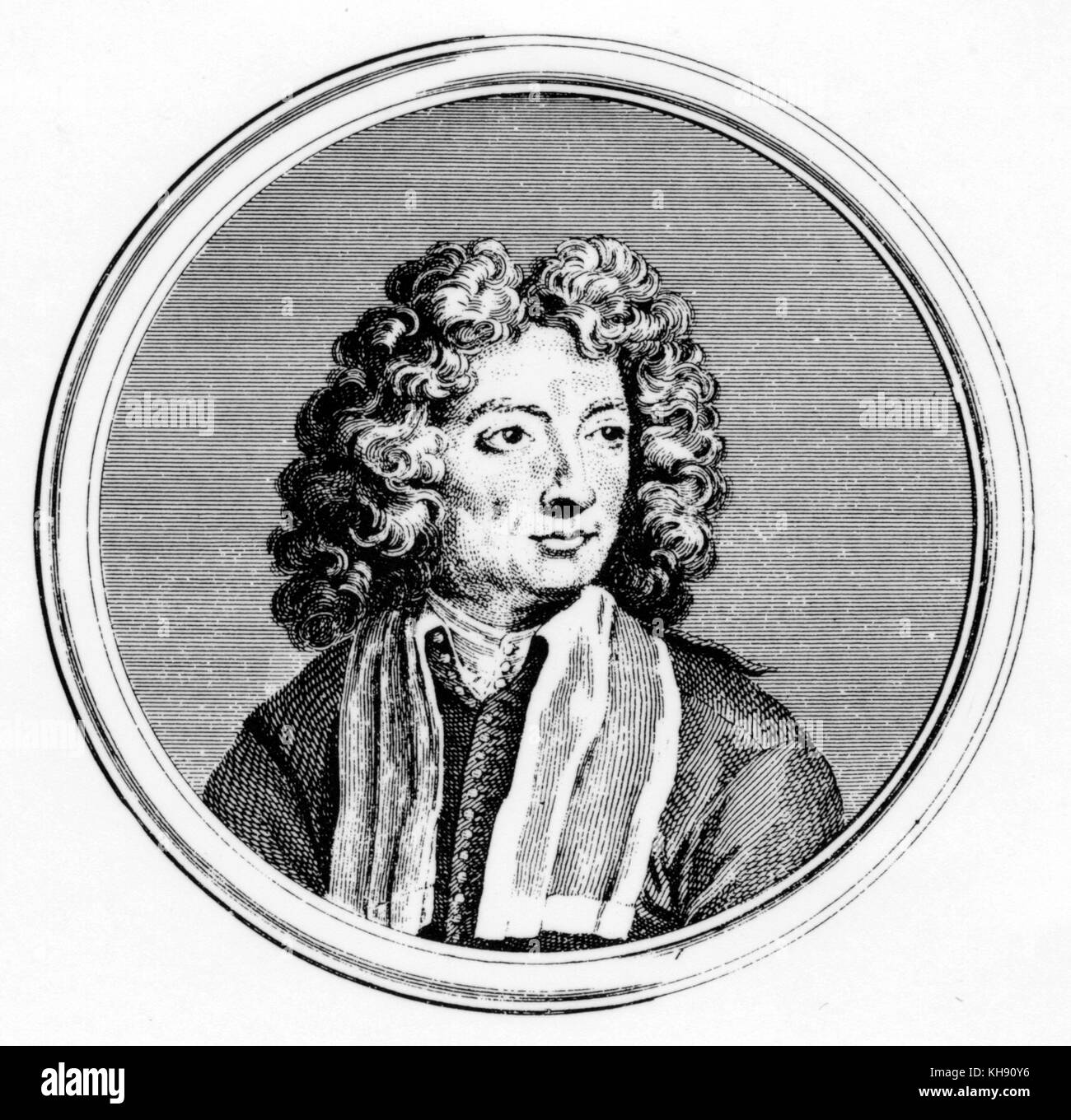 Arcangelo Corelli portrait. Italian composer & violinist. 17 February 1653 - 8 January 1713 Stock Photo