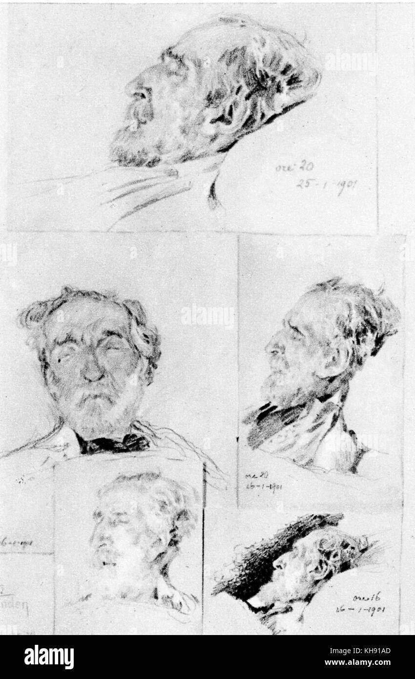 Giuseppe Verdi on his death bed. Italian composer,  9 or 10 October 1813 - 27 January 1901. Stock Photo