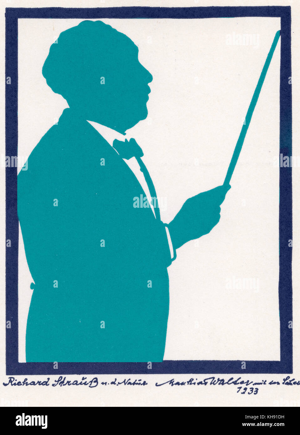 Richard Strauss - silhouette  by Matthias Walter, 1933.  German composer & conductor, 1864-1949. Stock Photo