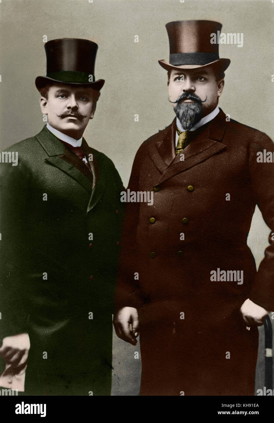 De Reszke  brothers - Jean and Edouard - both wearing top hats.Jean - Polish tenor, 14 January 1850 - 3 April 1925.  Edouard Polish Bass  - 22 December 1853 - 25 May 1917 Stock Photo