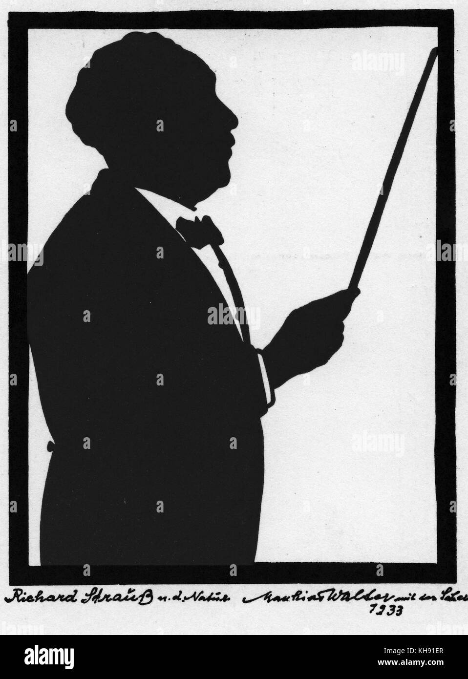 Richard Strauss - silhouette  by Matthias Walter, 1933.  German composer & conductor, 1864-1949. Stock Photo