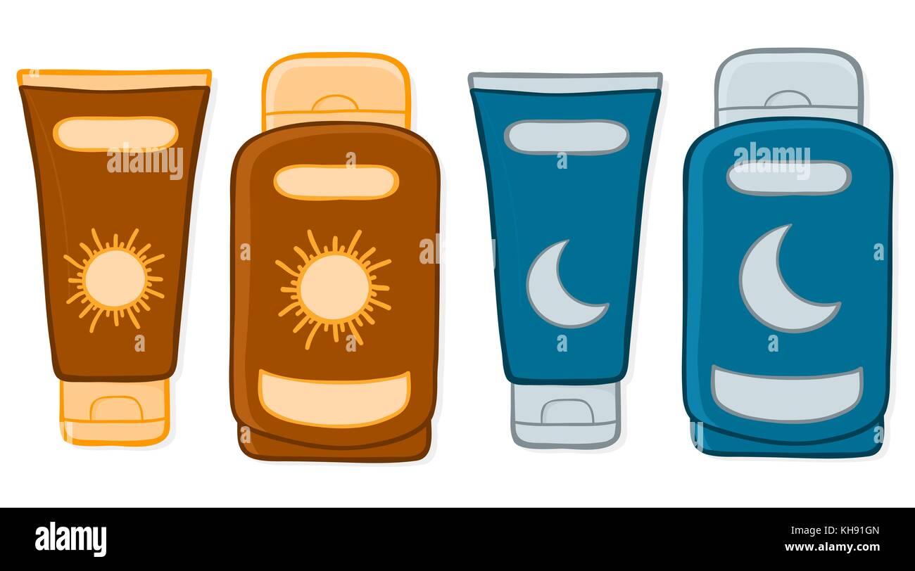 Sun and moon protection packaging and containers with a bottle and tube