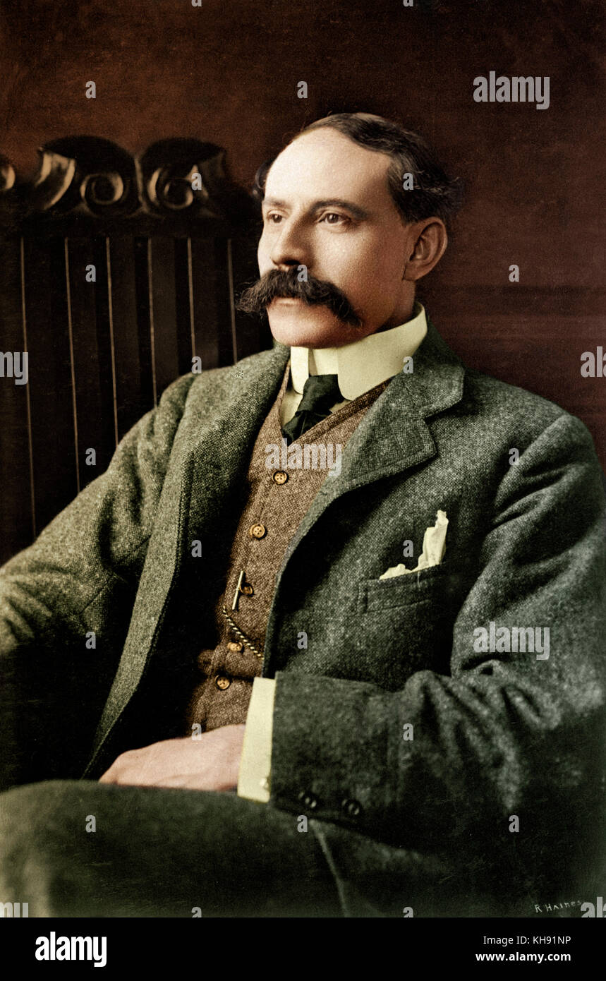 Edward Elgar portrait. Close up of head. English composer 2 June 1857 -23 February 1934. Stock Photo