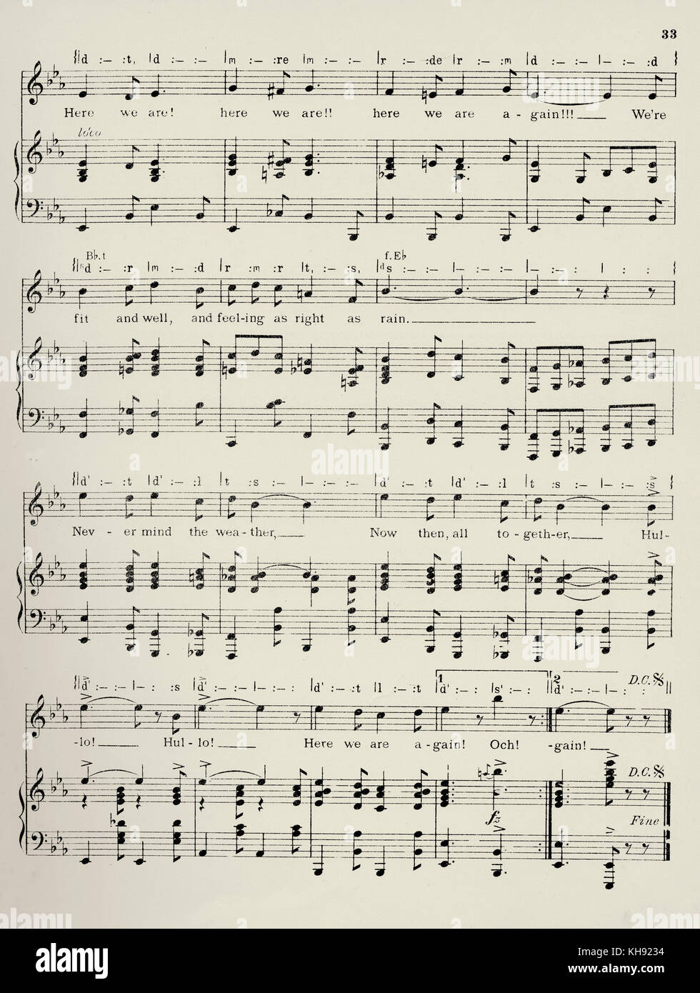 'Here We Are! Here We Are!! Here We Are Again!!!' - song written and composed by Charles Knight and Kenneth Lyle. 1914. Popular during World War One. Page 2 of 3. Stock Photo