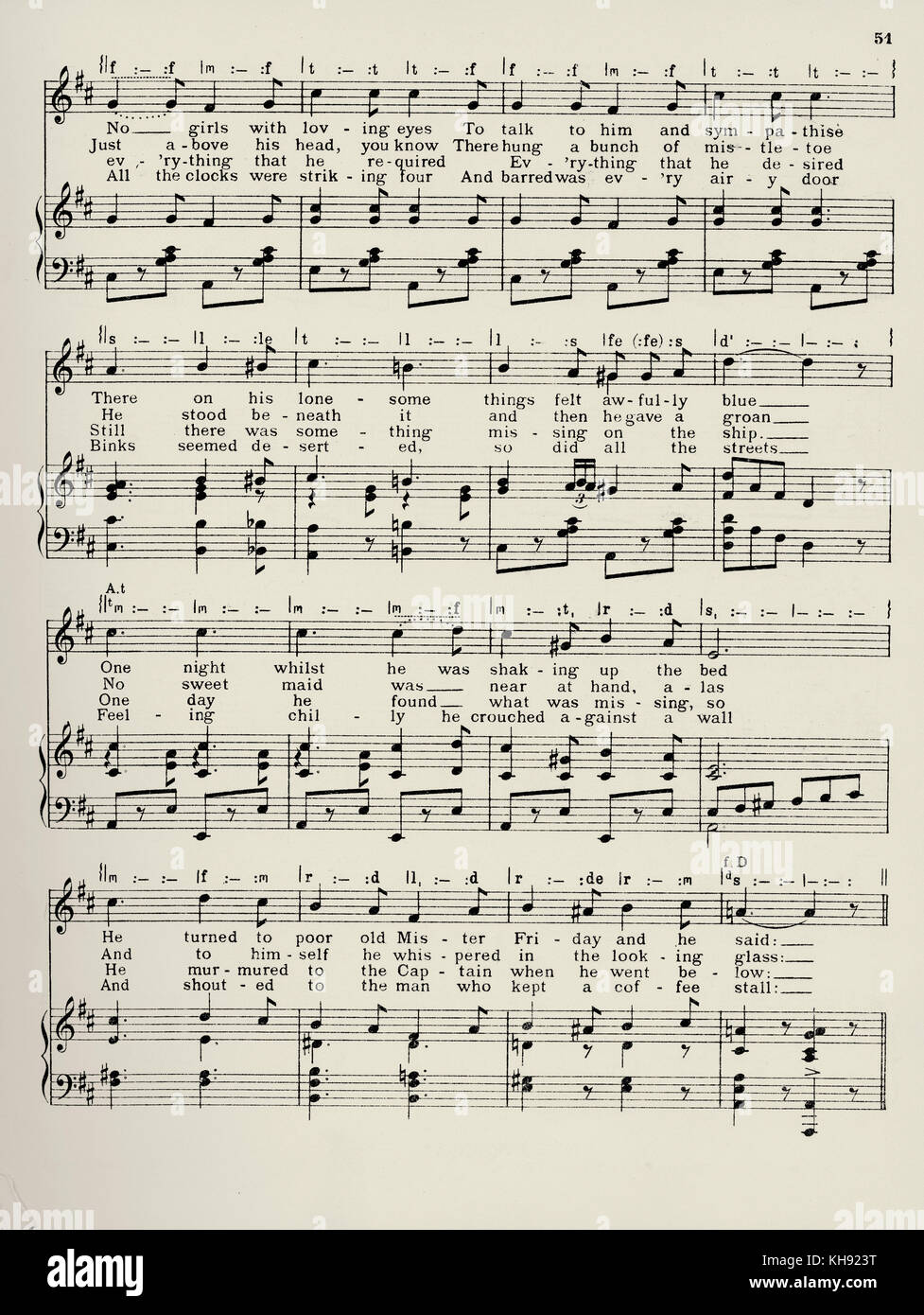 'When There Isn't A Girl About' - song written and composed by Harry Castling and Chas. Collins. 1916. Popular during World War 1. Page 2 of 3. Stock Photo