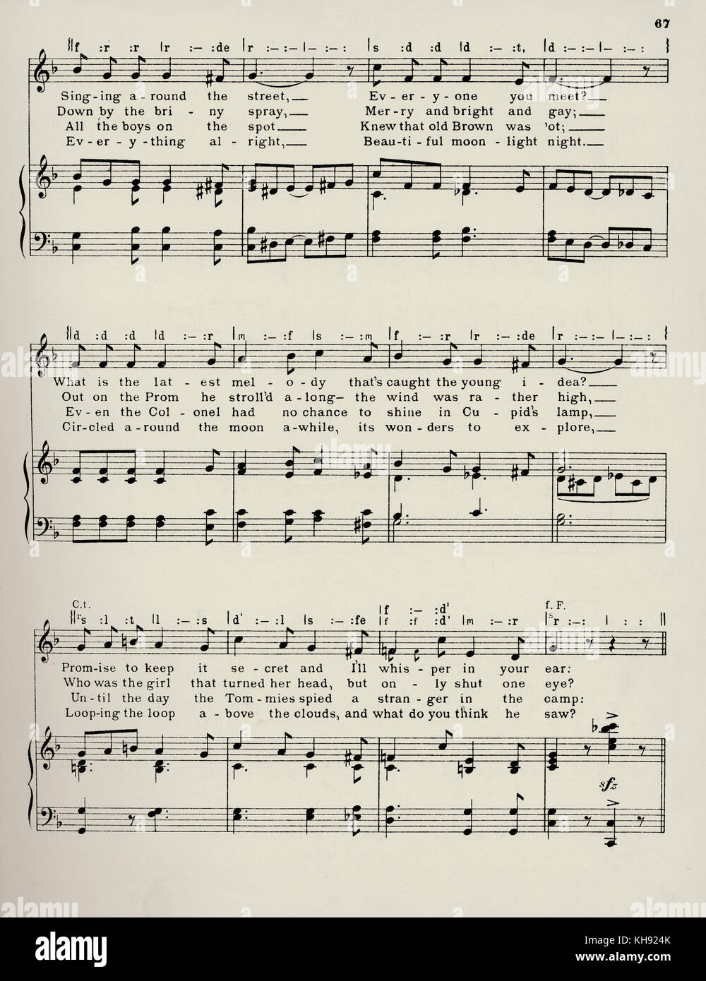 'Mademoiselle from Armentieres' - song written and composed by Harry Carlton and J.A. Tunbridge. 1919. Page 2 of 3. Stock Photo