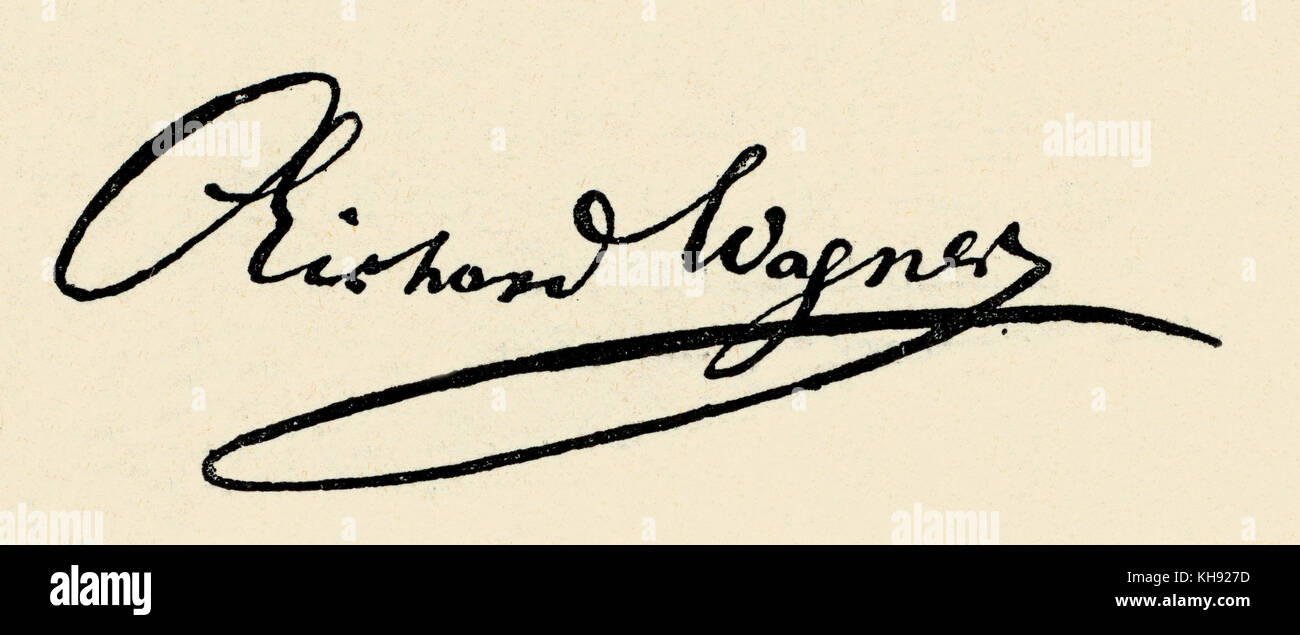 Richard Wagner 's signature, 1868. German composer & author, 22 May 1813 - 13 February 1883. Stock Photo