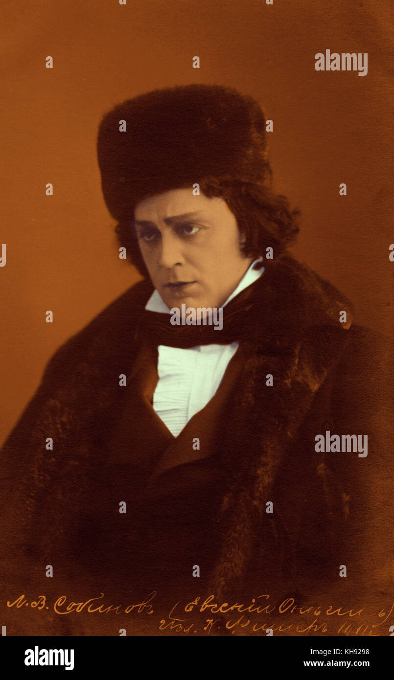 Leonid Sobinov - portrait  of the Russian tenor, 7 June 1872 - 14 October 1934.  Sobinoff wearing a fur hat. Stock Photo