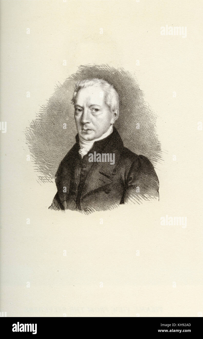 Adalbert Gyrowetz - portrait from lithograph by Joseph Kriehuber, 1828. Bohemian (Czech) composer of the Vienna Imperial Opera. Also known as Vojtech Matyáš Jírovec. 1963 - 1850. Chopin connection. Stock Photo