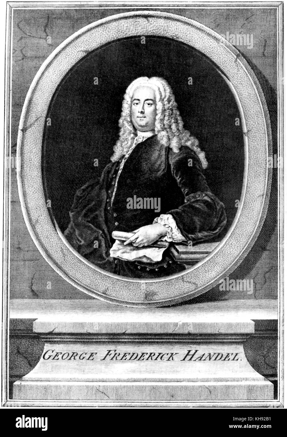 George Frederic Handel. Portrait by unknown artist.  German-English composer, 23 February 1685 - 14 April 1759. Stock Photo