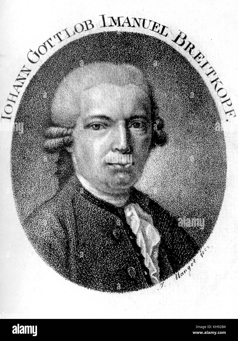 Johann Gottlob Immanuel Breitkopf - portrait of German music publisher and typographer. 23 November 1719 – 28 January 1794. Stock Photo